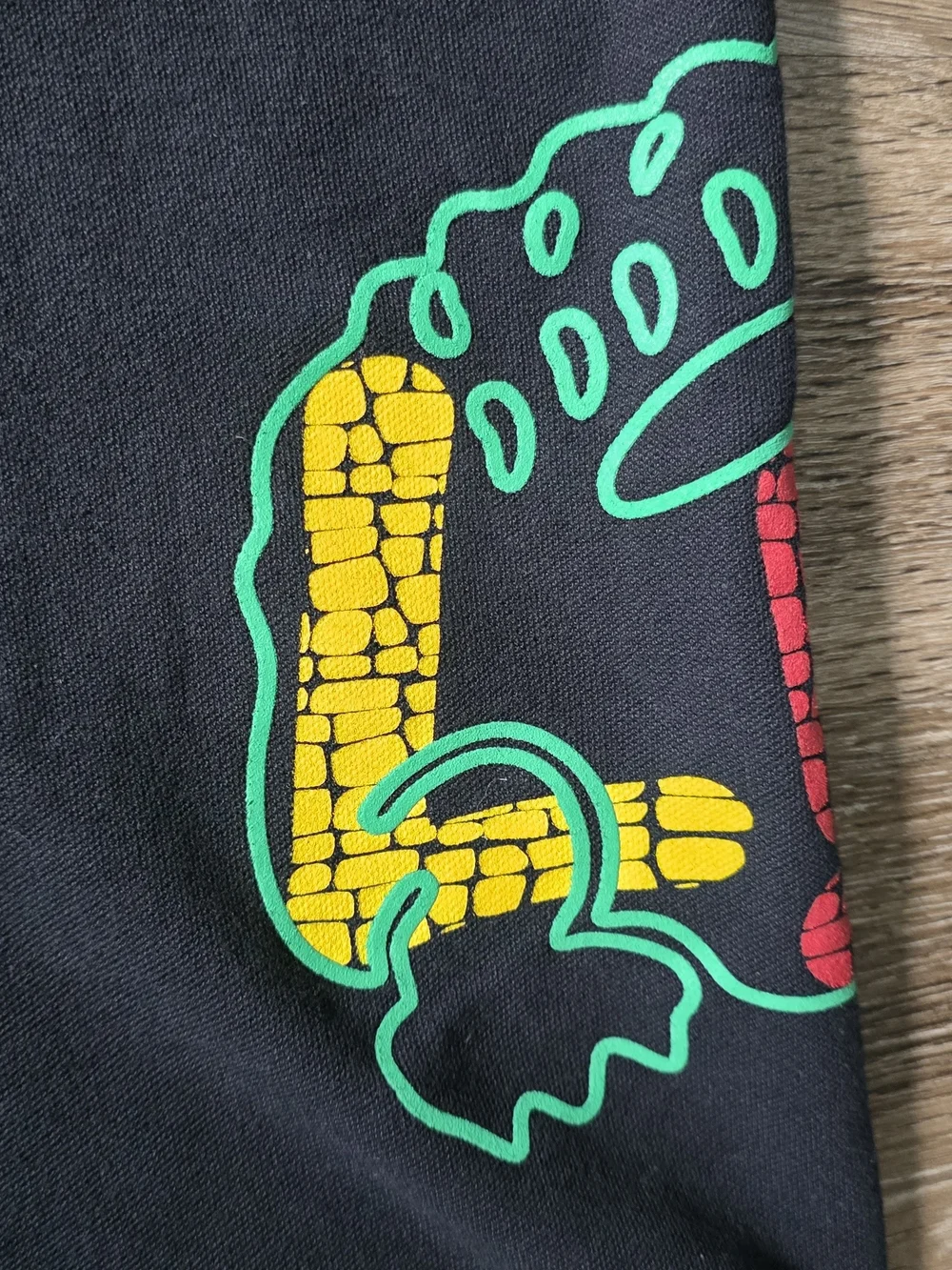Lacoste Black Live Shirt with Red Trim & Crocodile Graphic - Kids